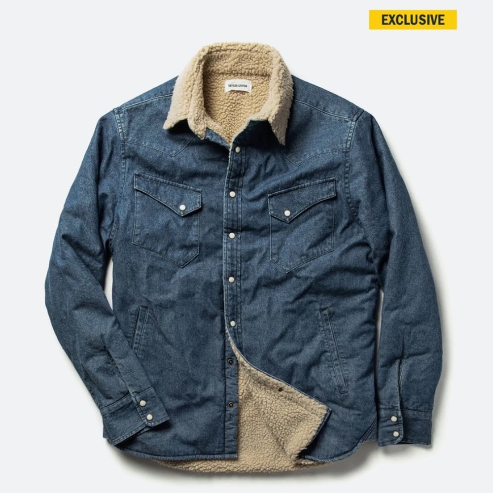 TAYLOR STITCH | EXCLUSIVE! Men’s Denim & Sherpa Western Shirt Jacket Size 40